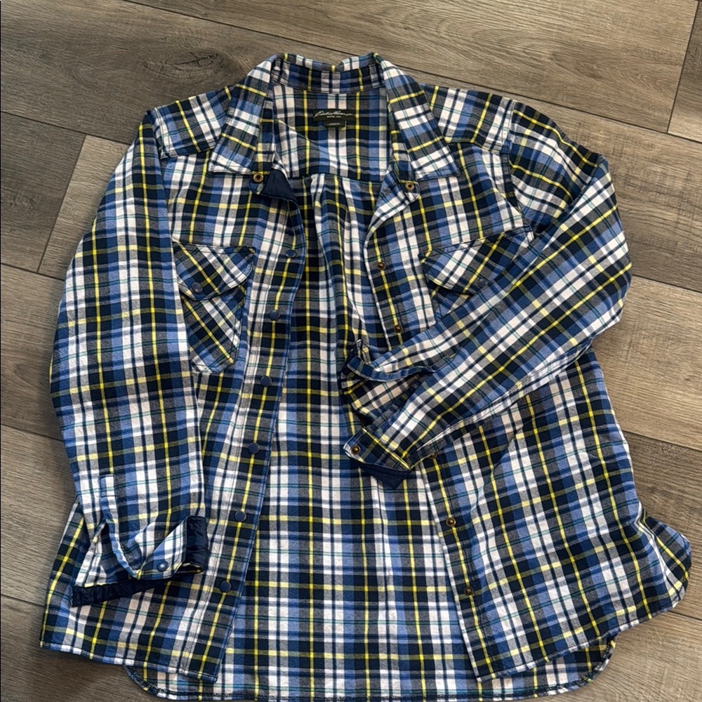 Eddie Bauer Blue and White Utility Jacket